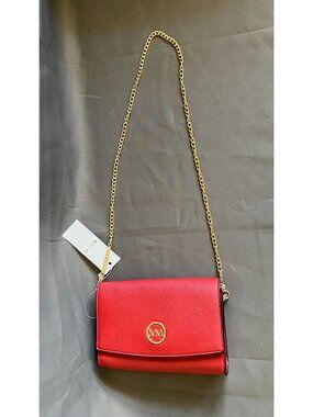 Marilyn Monroe Red Crossbody Wallet With Gold Chain Strap - Elegant Faux Leather